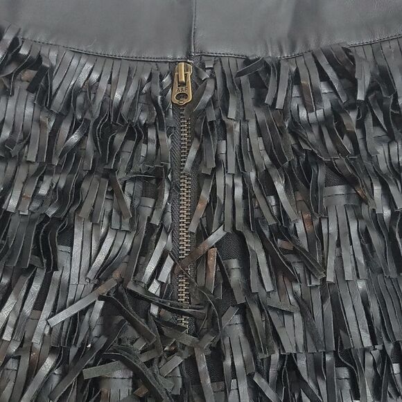 UNION of Angels Black Fringe Leather Mini Skirt size XS Club Party or Event Goto - Picture 5 of 10